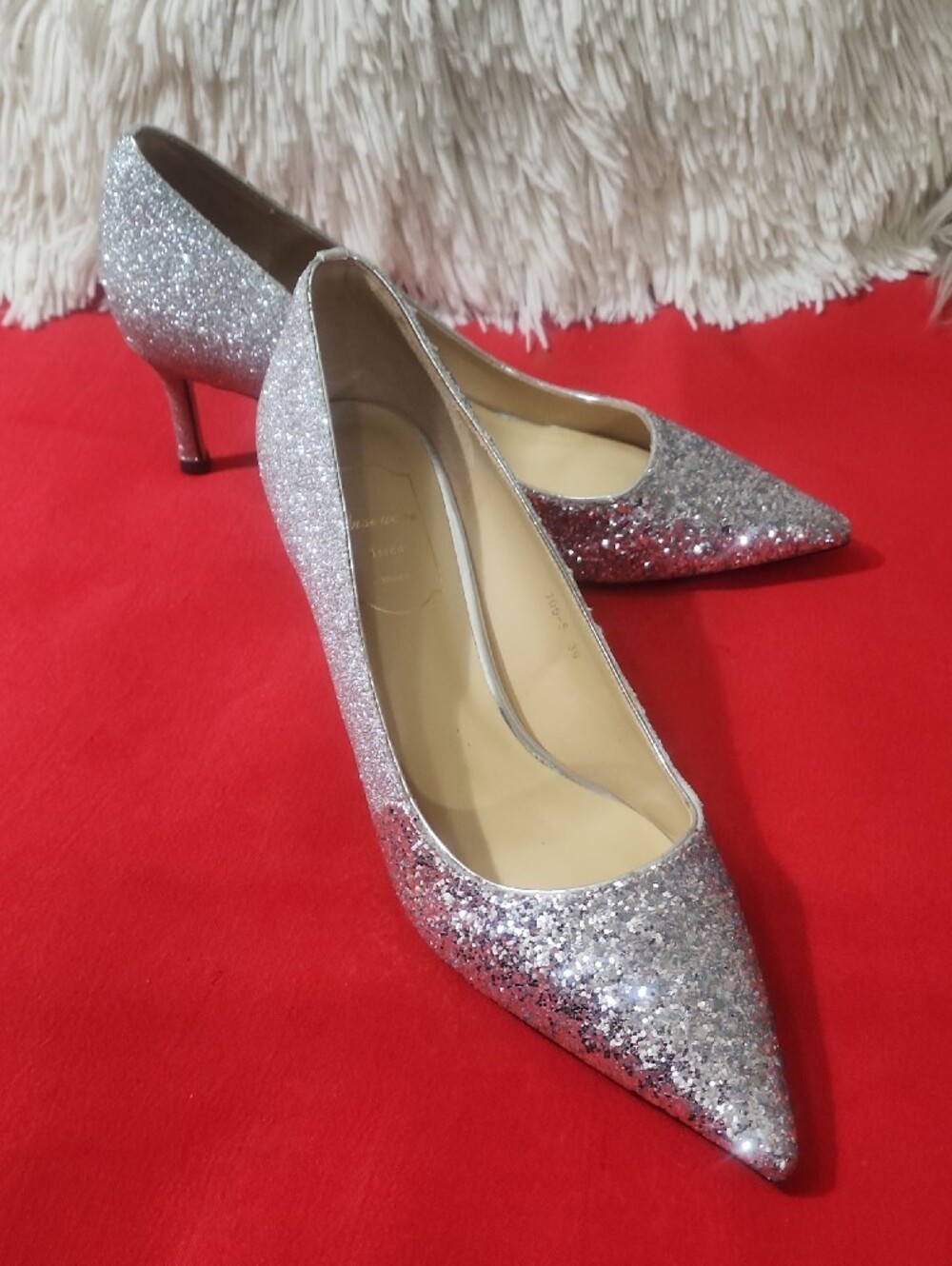 Trend Shoes Silver Glitter Pointed-Toe Women's Heels